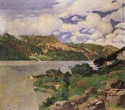 Max Buri Brienzersee mit lseltwald oil